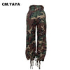 Women Streetwear Drawstring Pants Autumn Winter Camouflage Print Loose Safari Cargo Harem Hip Hop Trousers