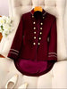 Chic Stand Collar Long Sleeve Jacket Outerwear Office Lady Spring Autumn Elegant Tailed Blazers Coat For Women Tops