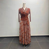Pleated Women's Gold Foil Printing Dress Feather Rhinestone Blazer Collar Elegant Fake Two Pieces Tie Clothing