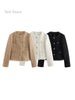 Chic Female Tweed Basic Jacket Coat Women Clothing Woolen Outerwear Long Sleeve Front Button Female Outerwear Chic Tops