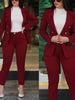 2Pcs Women's Solid Color Suit + Trousers Two-Piece Set Slim Fit Business Double Breasted Formal Female Clothes Outfit