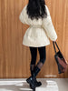 Lagabogy Winter Belt Waist-Tight Elegant Warm 90% White Duck Down Jacket Female Long Sleeve Solid Color V-neck Puffer Coat