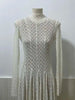 Lace Dress Women's Round Neck Hollow Out Slim Long Sleeve Retractoin Waist Big Swing Dresses 7AB8070