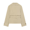 Women Short Trench Coat Lapel Double Breasted Belted Waist Long Sleeve Cropped Windbreaker Casual Commuter Outerwear