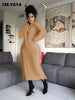 Women Long Sleeve Tassel Bodycon Midi Knit Straight Maxi Dress Autumn Winter O-neck Sweater Vestidos Dresses