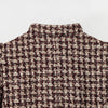 Women Stand Collar Tweed Jacket Elegant Long Sleeve Faux Fur Cuffs Coat Spring Single Breasted Outerwear Street
