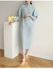 Pleated Half High Collar Batwing Sleeve Women's Dress Chic Elastic Loose Casual Famale Clothes 2DB4324