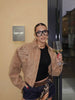 Brown Retro Suede Lapel Zippered Short Jackets Women's Casual Full Sleeves Pocket Loose Coats Spring Daily Commute Outwear