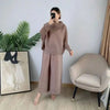 Pleated Suit Set For Women Spring Lapel Top + Fold Wide Leg Pants Two-piece Set Loose Casual Sets Female 2C2174