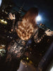 Sexy Long Sleeve Lace Patchwork Hollow Out Long Dress Women Black O Neck Cut Out Split Slim Dresses Runway Evening Party Gowns