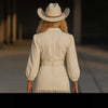 Autumn Women's Lapel Long Sleeved Mini Dress Tassel Patchwork High Waisted A-line Dress Solid Pocket Commuting Dress