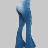 Jeans High Waist Strecth Denim Flare Pants Women Vintage Trousers Buttons Denims Streetwear Autumn Female Floor Length