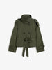 Womens Cropped Trench Coat Double Breasted Stand Collar Belted Waist Street Style Autumn Outerwear Casual Chic Shoulder Epaulets