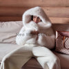 Winter Pure White Mountain Hooded Cropped Faux Fur Coat Women Fluffy Eco Fox Fur Jacket Girls Overcoat
