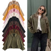 Women Green Suede Jacket Spring Long Sleeve Zipper Oversize Bomber Jackets Chic Female Street Casual Coats
