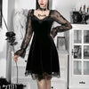 Women's Bandeau Long-sleeved Solid Color Dark Gothic Sexy Lace Stitched Dress