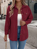 Autumn Winter Casual Single Breasted Pocket Jacket Solid Color Long Sleeve Corduroy Coats for Women Khaki Pink Red