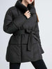 Women's Parkas Solid Color Warm Cotton Padded Coat Jacket Belt Gathered Waist Female Winter Clothing 2DB1775