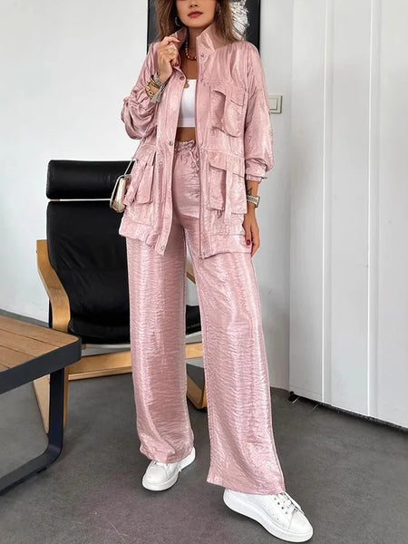 Women's Clothing European and American Blazer Casual Trousers Two Pieces Set