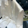 Women's White Blazer Spring Autumn Outerwear Female One Button Top High-quality Triacetic Acid Small Suit Coat