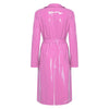 Adults Womens Glossy Open Front Long Jackets with Belt Long Trench Coat Blazer Lapel PU Leather Overcoat Streetwear Clubwear