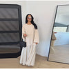 Solid Color Loose Fit Flare Sleeve Tiered Dress Crew Neck Ruffle Hem Pleated Long Maxi Dresses Spring Chic Casual Outwear