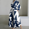Women Elegant Shirt Dress Spring Autumn Long Sleeve Solid Color Print Maxi Dresses Casual Office Lady Dress Vestidos