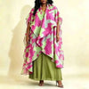 Gradient Print Women's Pleated Two Pieces Set Irregular Cape Overlay Maxi Dress And Wide Leg Pants 2DB7705