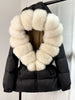Lagabogy Winter Women Big Real Fox Fur Collar 90%White Duck Down Coat Female Streetwear Loose Hooded Warm Puffer Jacket