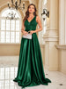 Elegant Sequins Evening Dress For Women Deep V-neck Satin Prom Party Green Dress Floor Length Blue Formal Gowns