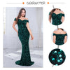 Off The Shoulder Mermaid Evening Dress Red Stretchy Sequin Velvet Slash Neck Floor Length Women Party Dresses