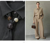 Minimalist Women Stripe Shirt Autumn Lapel Concealed Placket Loose Wide Leg Pants Casual Trousers Separate 12623109