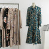 Autumn Spring Chiffon Dress Plus Size Women Casual Dresses Vestidos Female Vintage Printed Floral Full Sleeve A-line Long Dress