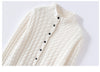 Autumn Women's Cardigan 100% Cashmere Knitted Sweater Chic Tops Female Causal Turtleneck Collar Loose Size Jacket Coat
