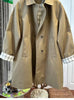 Korean Contrasting Color Plaid Lapel Medium and Long Trench Women's Coat Loose Coat