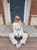 Women Black Track Suit Jacket Two Piece Suit Zip Up Cinch Waist Coat Wide Leg Pants Lady Autumn Street Matching Set