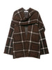 Autumn Women Plaid Knit Scarf Collar Cardigan Coat Long Sleeve Oversize Jacket With Pockets High Street Lady Clothing