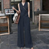 Women Pant Sets Irregular Buttons Vests Wide Leg Trouser Pant Suits Stylish Elegant 2pcs Outfit Streetwear Office Tops
