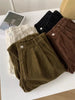 Retro High Waist Corduroy Pants Women Spring Fall Straight Causal Full Length Trousers Korean Baggy Black Pants