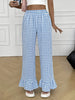 Women’s: versatile checkered, ruffled, straight-leg pants that add a touch of freshness and youthful appeal