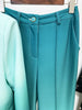 High Street Designer Suit Set Women's Gradient Color Printed Single Button Blazer Flare Pants Suit 2pcs
