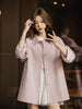 Women Mid Long Windbreaker Autumn Trench Coat Raglan Sleeve Lace Korean Style Ladies Outer Coat