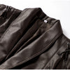 Women Leather Bomber Jackets Coats With Belt Notched Shoulder Pads Motorcycle Street Chic Short Outwear Solid Lace Up