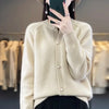 2026Knitted Sweater Autumn/Winter Cardigan Short Jacket Loose Top Women's Lazy Style Round Neck Star Button Knitted Sweater