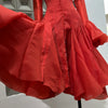Women's Irregular Pleated Patchwork Long Flare Sleeve Waist Cinching Midi Dresses Female Clothing