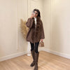 Faux Fur PatchworkTwisted Knitted Cardigan Women Elegant Lapel Long Sleeve Pockets Furry Knitwear Autumn Female Loose Outerwears