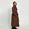 Women's Long Jackets Detachable Shawl Lace Up Waist Cinching Padded Coats Winter Lady Full Sleeve Solid Loose Coat Outerwear
