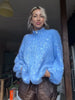 Women Sequined Fluffy Knit Cardigan Zip Up Stand Collar Loose Long Sleeve Sweater Jacket Autumn Party Casual Outerwear