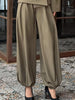 Chic Solid Lapel Coat Long Pant Suit Women Casual Full Sleeve Waist Cinching Blazer Wide-leg Pants Set Lady Daily Street Outfit