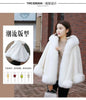 Black Fur Coat Women's Winter Shawl Cape Style Short Imitation Fox Fur Thick Hooded Windbreaker Female Warm Faux Fur Cloak
